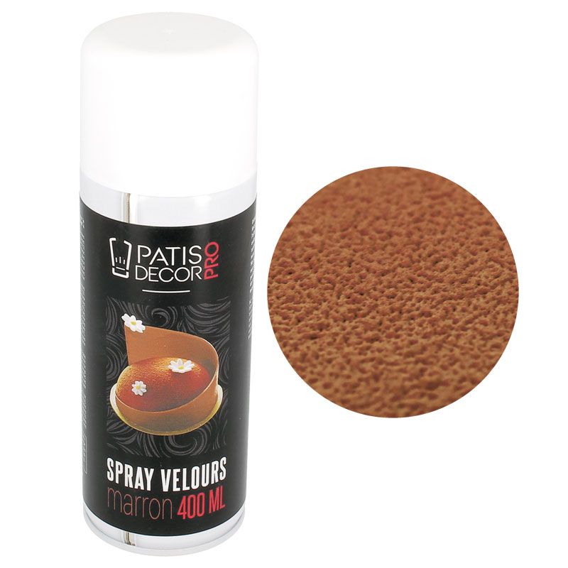 Spray velours alimentaire marron 400 ml patisdécor