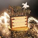 Cake Topper Happy Birthday doré