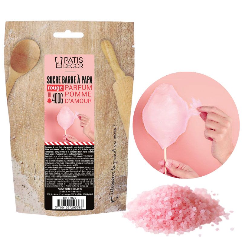 Préparation barbe à papa rose 400 g + paillettes dorées