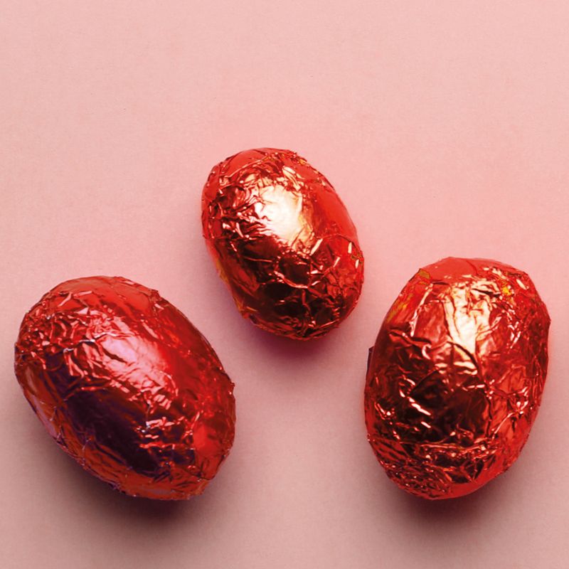 Carrés alu rouges pour bonbons et chocolats (x50)