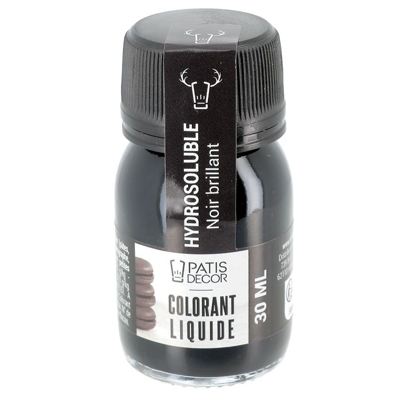 Colorant liquide hydrosoluble noir brillant 30 ml