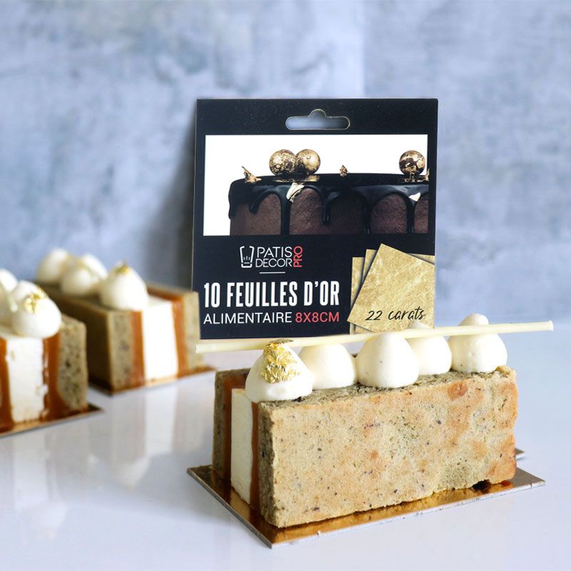 10 feuilles d'or 35 mm X 35 mm comestible alimentaire