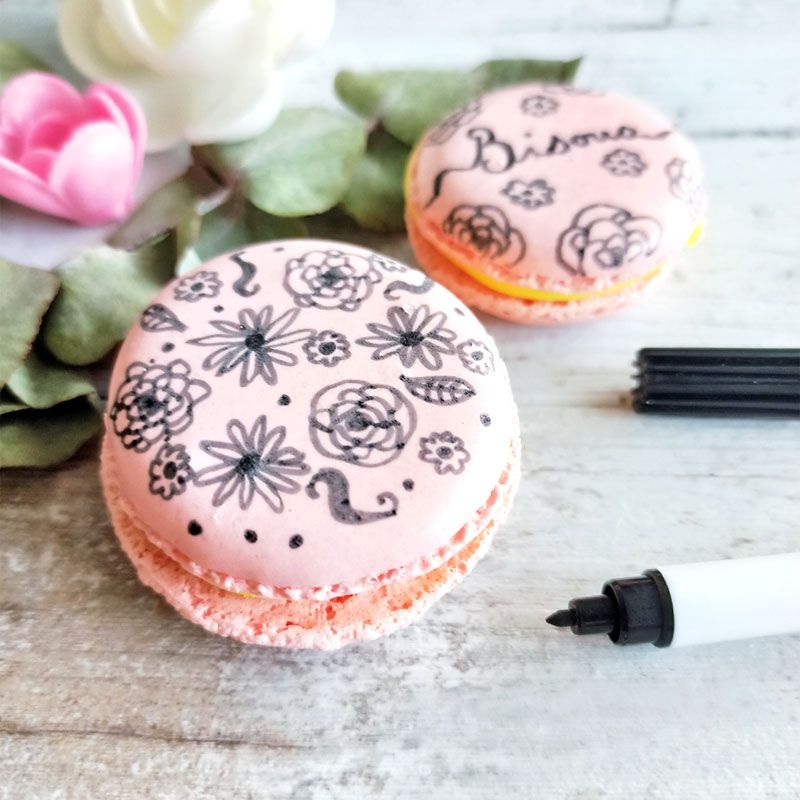 Stylo alimentaire  Décoration gâteau, coques de macarons - Colorant  alimentaire