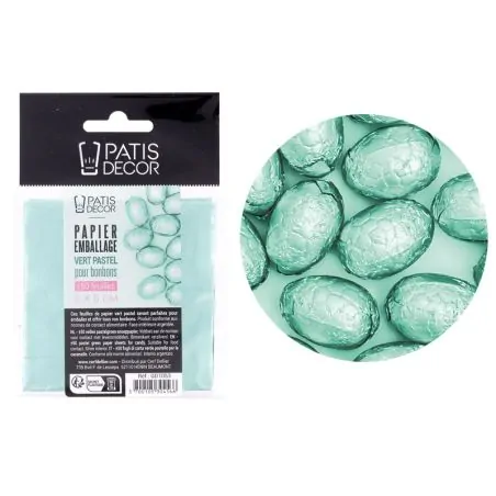 Carrés alu vert pastel pour bonbons et chocolats (x50)