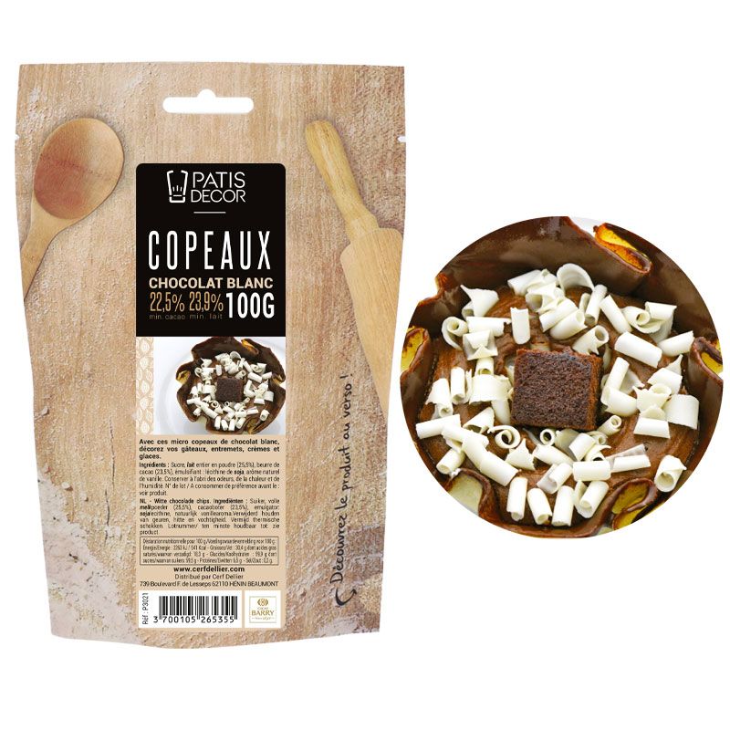 Mini-copeaux de chocolat blanc 100 g - Patisdécor