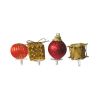 4 décors de Noël assortis rouge doré sur pique