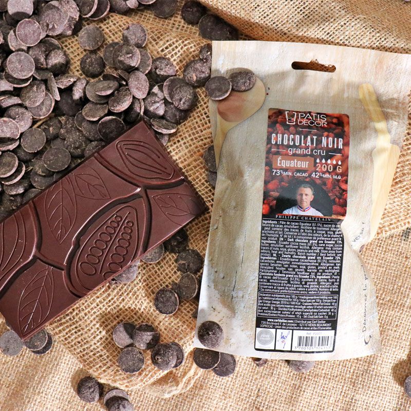 Chocolat de couverture noir grand cru Equateur 200 g