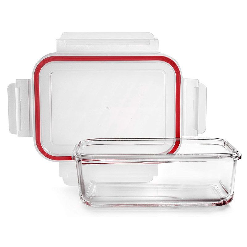 Boîte de conservation rectangulaire en verre avec couvercle