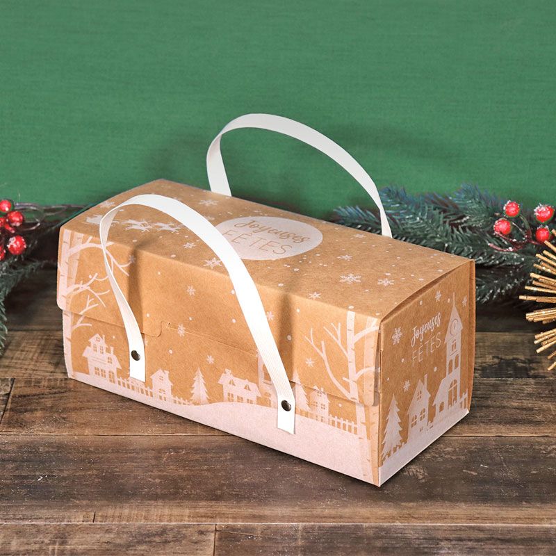 Boîte pour bûche de Noël - 30 x 11,5 x 10,5 cm - Collection Noël