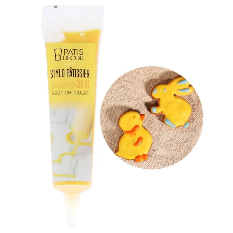 Stylo pâtissier jaune goût chocolat Patisdécor
