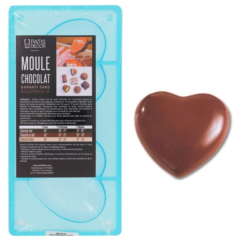 Moule chocolat coeurs lisses 15,5 cm