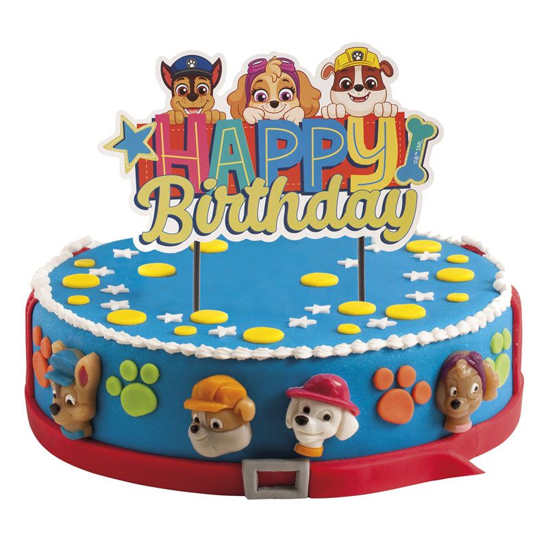 Décoration Gâteau Anniversaire DISQUE Sans Sucre 20 cm PAT PATROUILLE PAW  PATROL