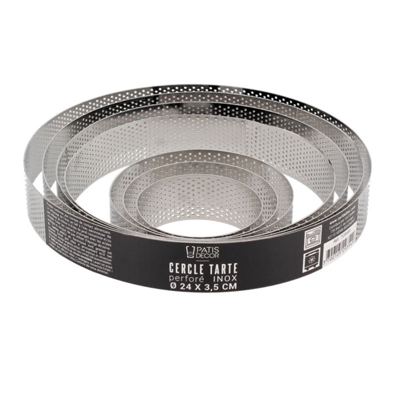 Cercle à tarte perforé inox H 3,5 cm Ø 10 cm Patisdécor