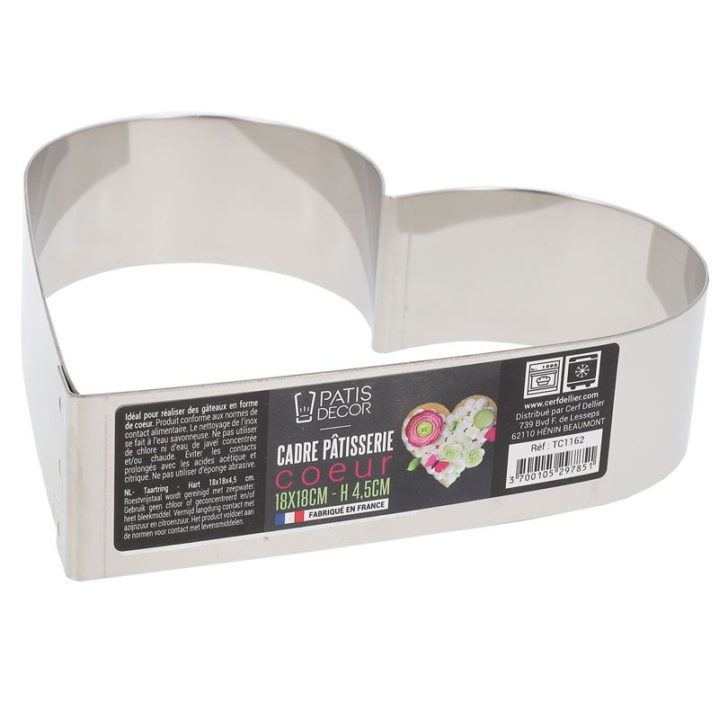 Cœur à mousse inox H 4,5 cm L 18 cm Patisdécor