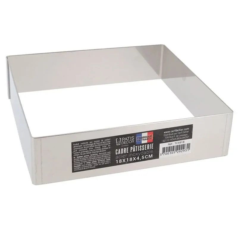 Cadre à mousse inox H 4,5 cm 18 x 18 cm Patisdécor