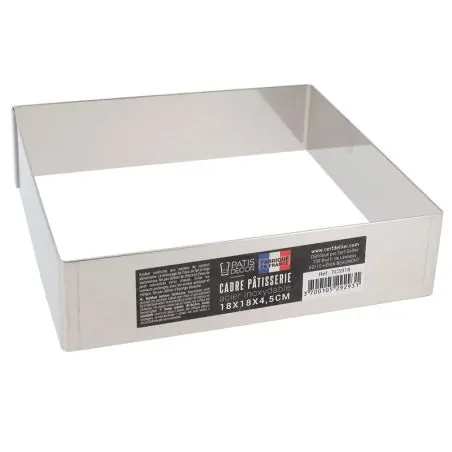Cadre à mousse inox H 4,5 cm 18 x 18 cm Patisdécor