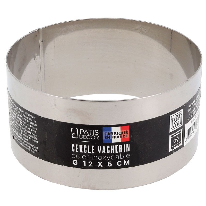 Cercle à vacherin inox H 6 cm Ø 12 cm Patisdécor