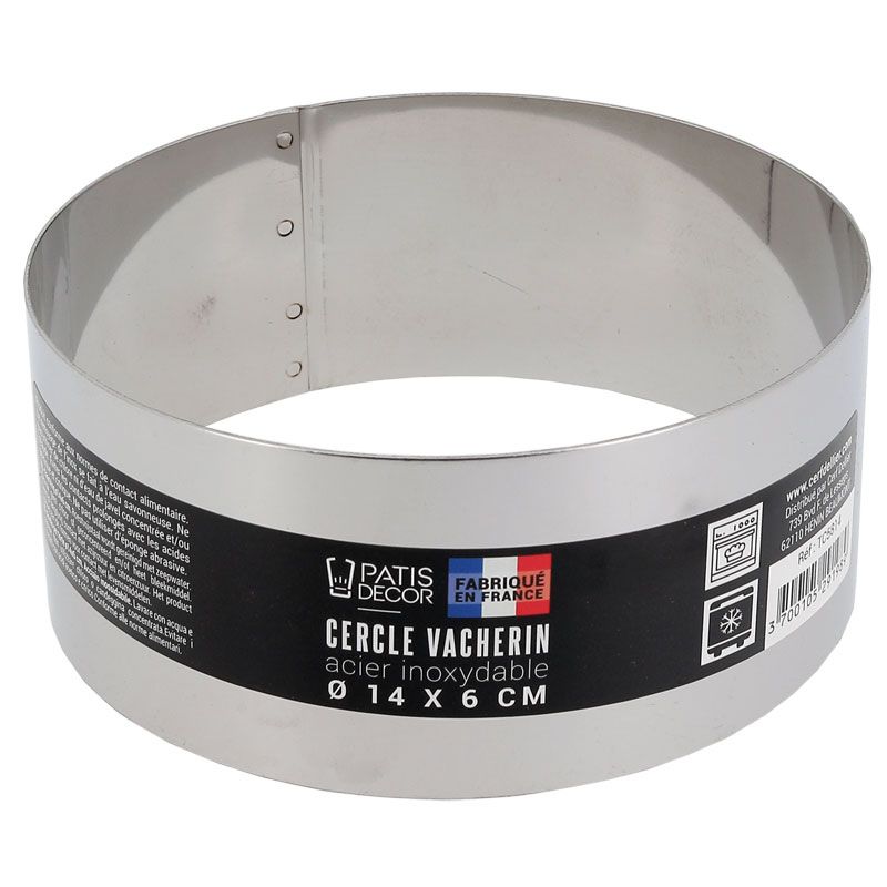 Cercle à vacherin inox H 6 cm Ø 14 cm Patisdécor