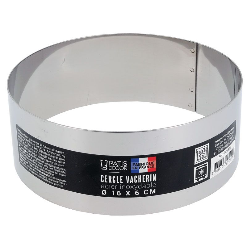 Cercle à vacherin inox H 6 cm Ø 16 cm Patisdécor