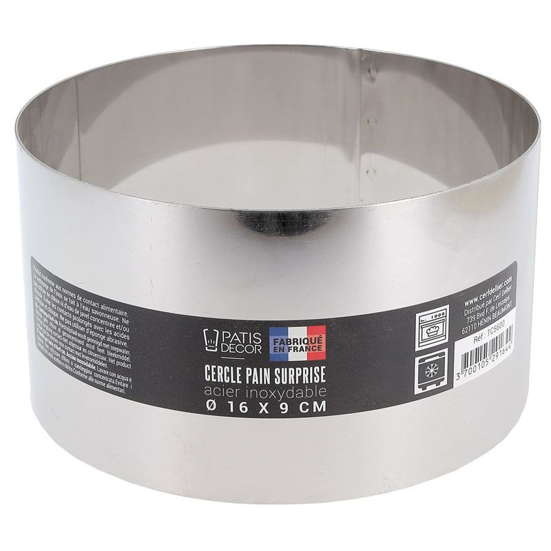 Cercle à pain surprise inox H 9 cm Ø 16 cm Patisdécor