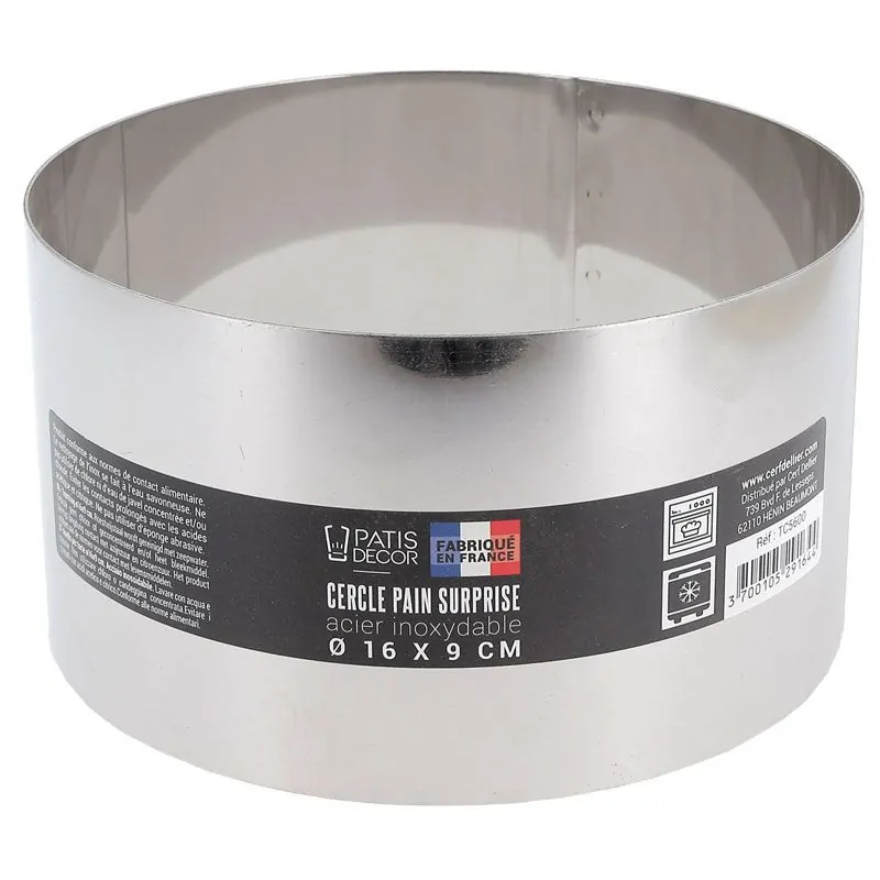 Cercle à pain surprise inox H 9 cm Ø 16 cm Patisdécor