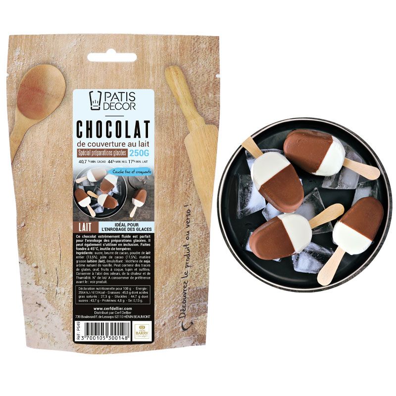 Chocolat au lait spécial préparations glacées Patisdécor 250 g