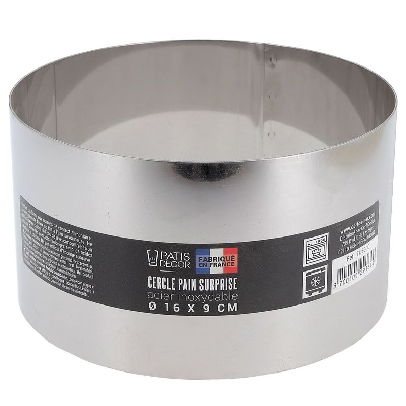 Cercle à pain surprise inox H 9 cm Ø 16 cm Patisdécor