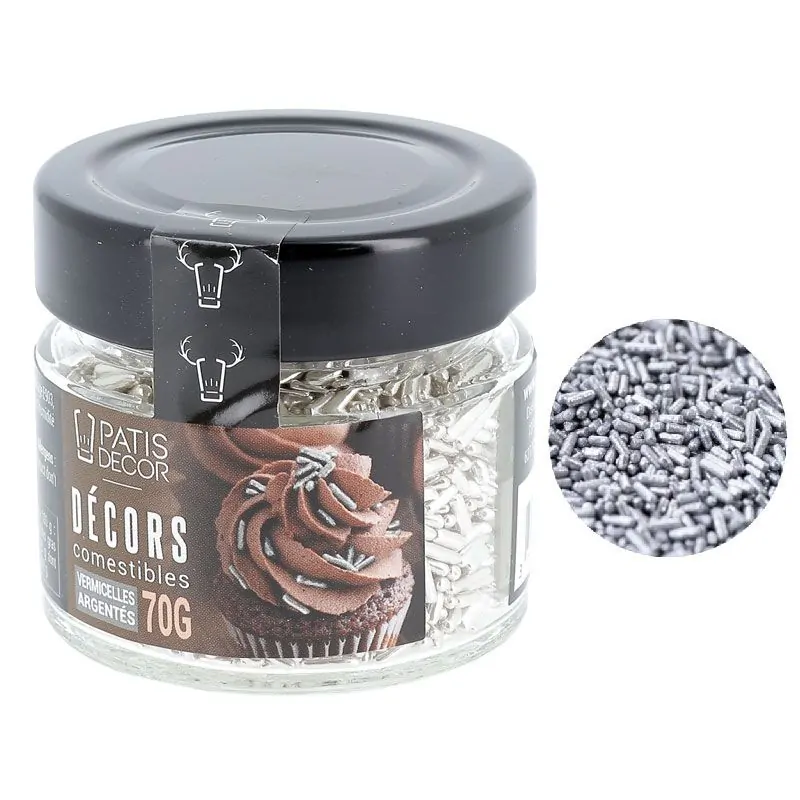 Vermicelles comestibles argentés Patisdécor 70 g 