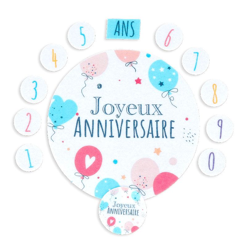 Décors comestibles en azyme assortis thème anniversaire n°2