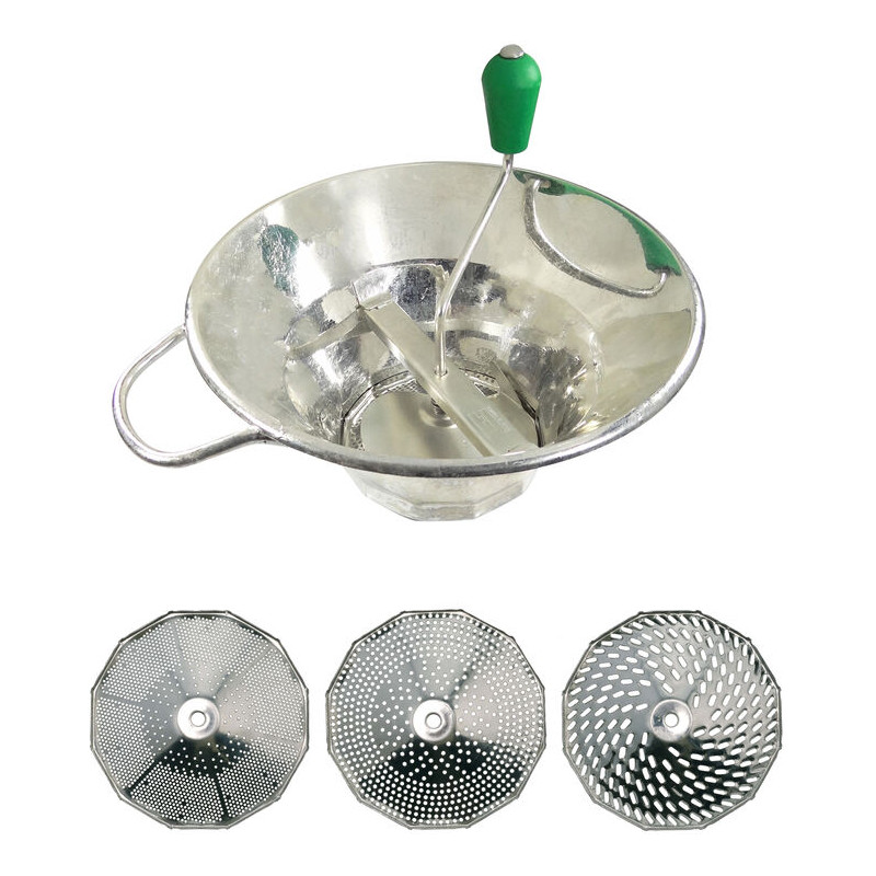 Moulins à légumes n°2 inox avec 3 grilles 1,5, 2,5 et 4 mm