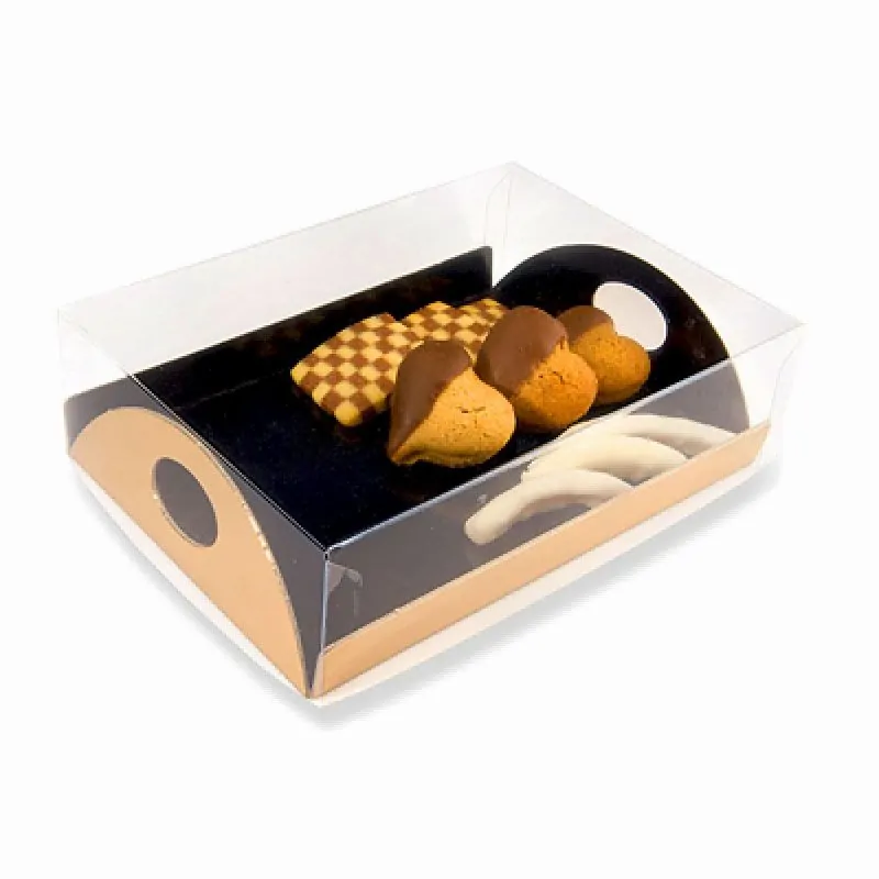 Boîte à mignardises 19 x 25,5 + 5 cm noir/or