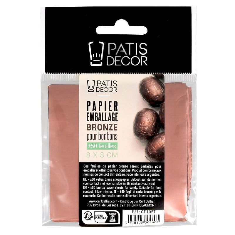 Carrés alu bronze pour bonbons et chocolats (x50)