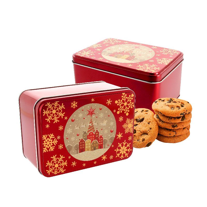 Jolie boite à biscuits en métal décorée et ornée, grand format