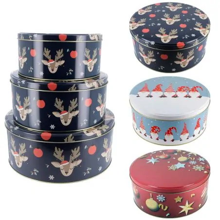 Boîtes à biscuits gigognes rondes en métal (x3)