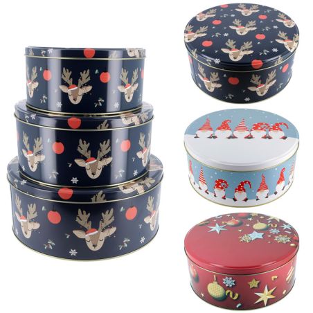 Boîtes à biscuits gigognes rondes en métal (x3)