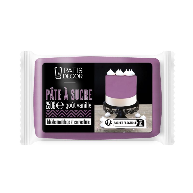 pâte à sucre violet goût vanille 250g patisdecor cambrai kdôme