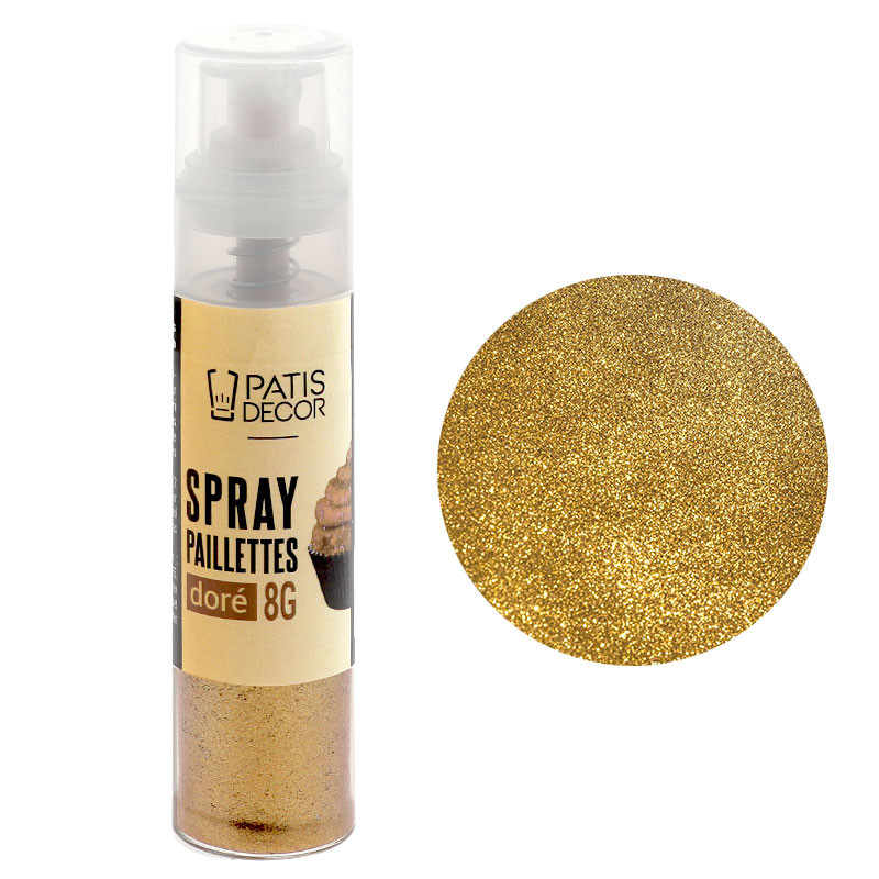 Spray paillettes alimentaires or rose 10 gr