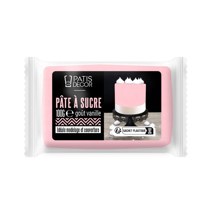 Pate a sucre rose pastel Patisdécor 100g