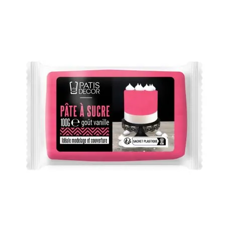 Pâte à sucre rose fuchsia Patisdécor 100 g - DDM 10/23