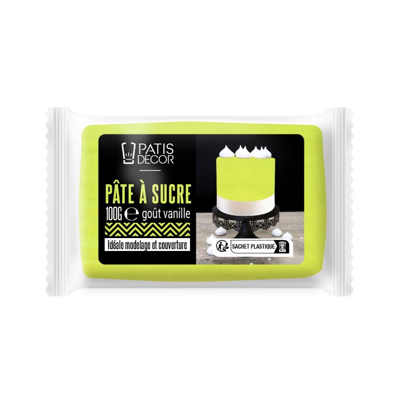 Pâte à sucre vert citron Patisdécor 100 g - DDM 10/23