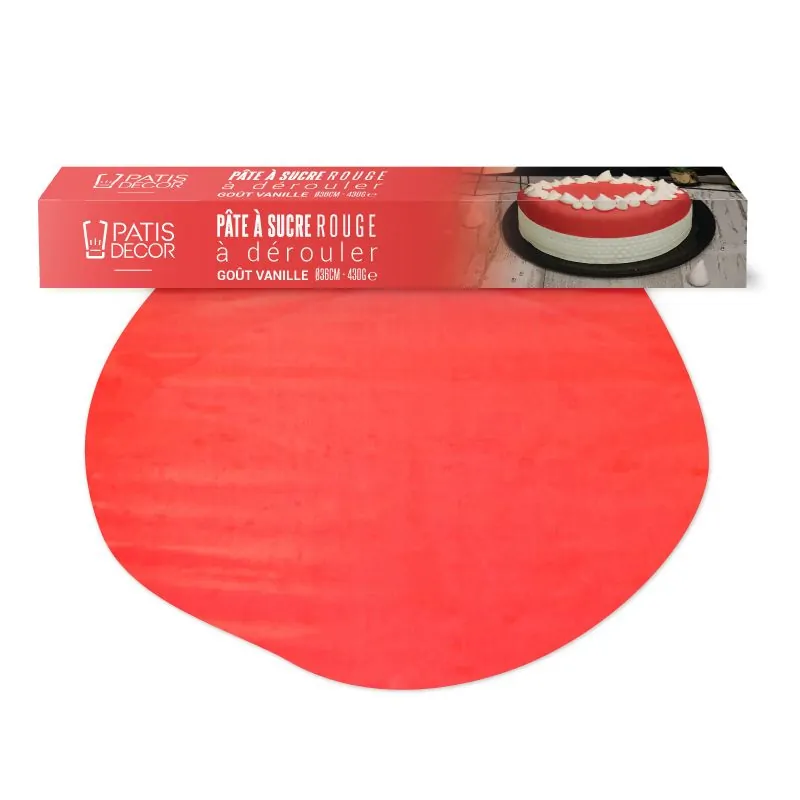 Pâte à sucre rouge étalée Patisdécor