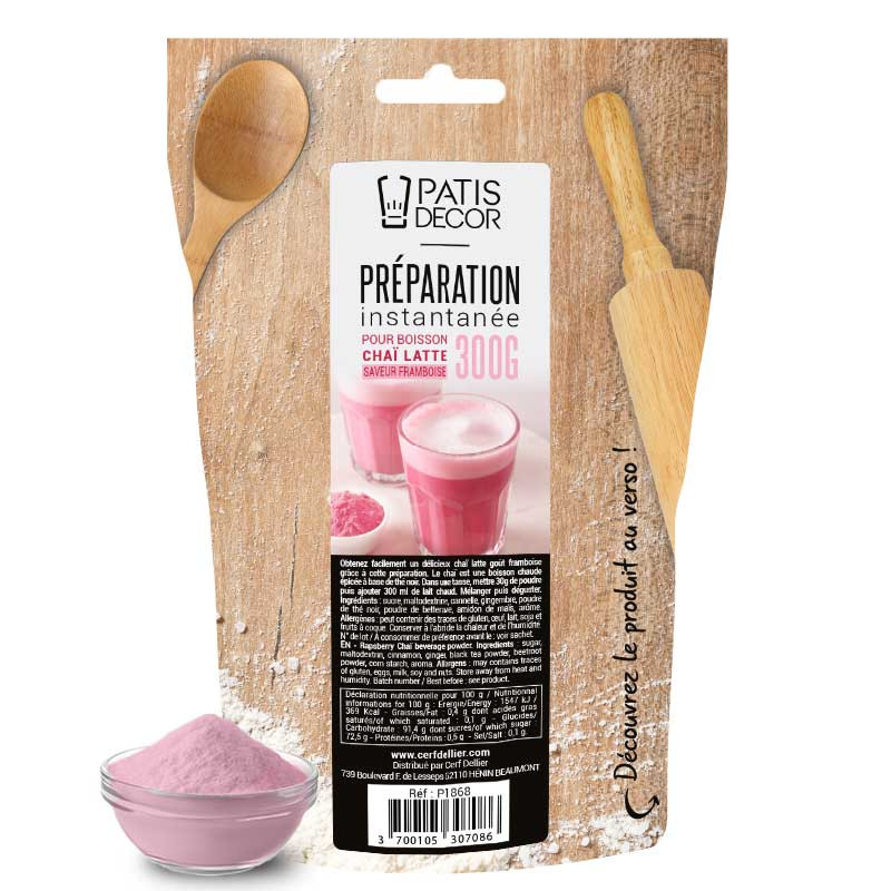 Préparation instantanée pour boisson Chaï Latte saveur framboise