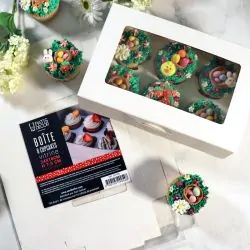 Lot De 60 Boîtes Cupcakes Blanches Avec Fenêtre Et Poignée - 9x9x11 Cm - Boîtes Pâtisserie Carton Avec Insert
