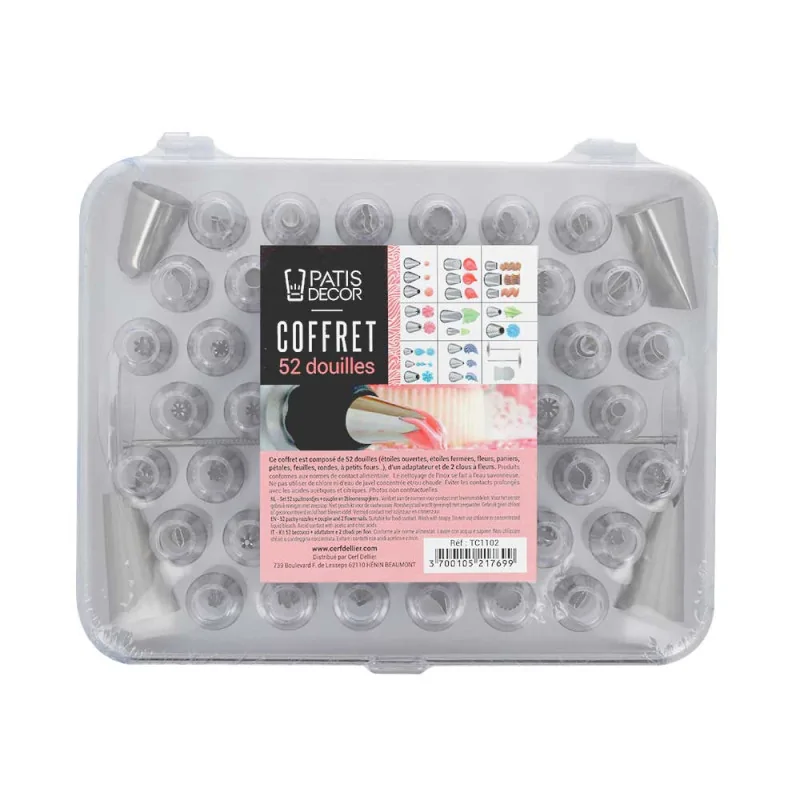Coffret 52 douilles décors fins inox PK