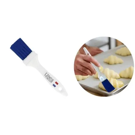 Pinceau plat bleu fleuré manche plastique 35 mm