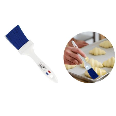 Pinceau plat bleu fleuré manche plastique 35 mm