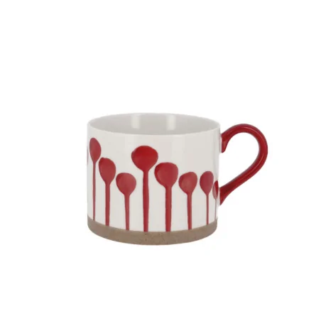 Tasse blanche à tâches rouges