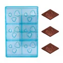 Moule chocolat 6 carrés avec 3 cœurs en relief