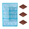 Moule chocolat 6 carrés avec 3 cœurs en relief