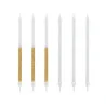Bougies bicolores dorées hautes 13 cm avec bobèches
